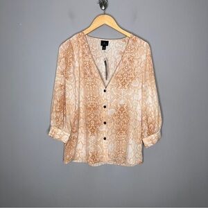 NWT Worthington Print long sleeve blouse